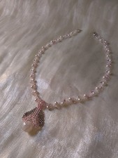 Collana Ciondolo Perla Triangolare Artigianale Rosa Bianco 