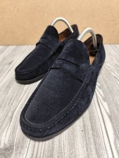 CHURCH'S MOCASSINO LOAFERS IN PELLE SCAMOSCIATA BLU - UK 7 - OTTIME CONDIZIONI
