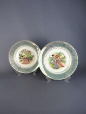 COPPIA VINTAGE PIATTI BAVARIA CON FIGURE ORIENTALI E DECORAZIONI ORO ZECCHINO