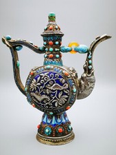 ANTICO VERSATOIO CERIMONIALE IN ARGENTO - TIBET XIX SECOLO