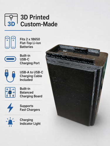 Custodia batteria usb - usb-c, per