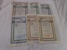 LOTTO 6 DIVERSI CERTIFICATO AZIONARIO LIQUIGAS 1 5 10 50 100 500 AZIONI 1960/61