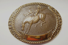 Rodeo in bronzo massiccio Steven L. Knight 1980, fibbie per cintura western - equitazione BareBronc