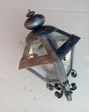 LAMPIONE 10 VETRATE 5 LATI IN FERRO BATTUTO VINTAGE ANNI 80 VEDI MISURE DESCRIZ.