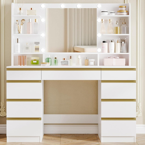 Comodino bianco con specchio - bianco,