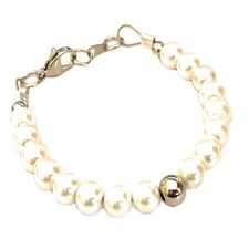 Bracciale perle bianche in acciaio inox da uomo braccialetto con di donna