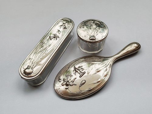 Set toilette vintage argentato - toilette,