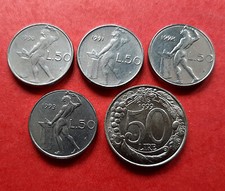 50 Lire 1990 a 1999 Vulcano Serie 5 monete Repubblica Italiana 1954- 1989 ITALIA