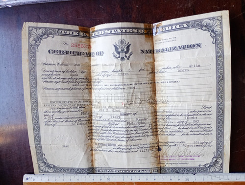 1926 certificato di - u.s.a.,