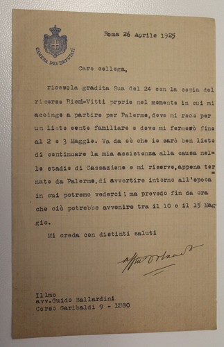 1925 lettera intestata - , camera