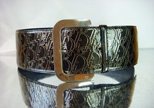 Christian Dior Monogram Brown Wide Belt Size M 95 in Patent Leather + Dust bag