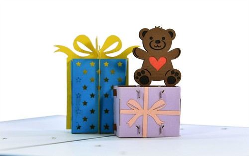 Biglietto pop teddy - up, 3d