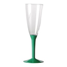 20 Flute in plastica con gambo VERDE - Flutes rigido monouso - Calici da Spumant