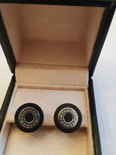 Gemelli Bulgari in argento e caucciù con scatola coeva