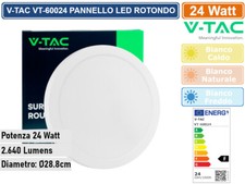 V-TAC VT-60024 PANNELLO LED ROTONDO 24W SMD DA PARETE CON DRIVER