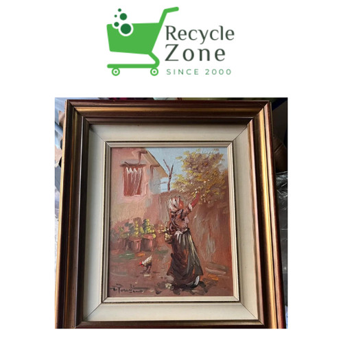 Quadro olio tela antico di - olio, su