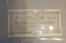 BIGLIETTO INGRESSO GIARDINO ZOOLOGICO ROMA LIRE 3