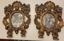 Antica coppia di specchi legno dorato  epoca 1700 dim 38x28 cm cantaglori