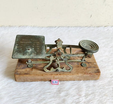 Bilancia Vintage Per Peso Postale Con Base In Legno Rara Collezionabile TL107
