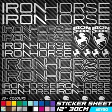 22x IRON HORSE Vinile Decalcomania Adesivi Foglio Telaio Bici Ciclismo Bicicletta MTB