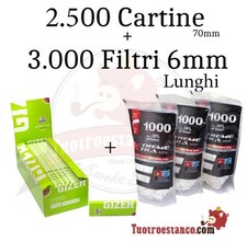 2.500 Cartine Gizeh 70mm +  3.000 FILTRI lunghi X-trem 6 x 22mm