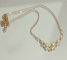 COLLANA GIROCOLLO PERLE BIANCHE GALLEGGIANTI PLACCATA ORO GIALLO 23KT REGOLABILE