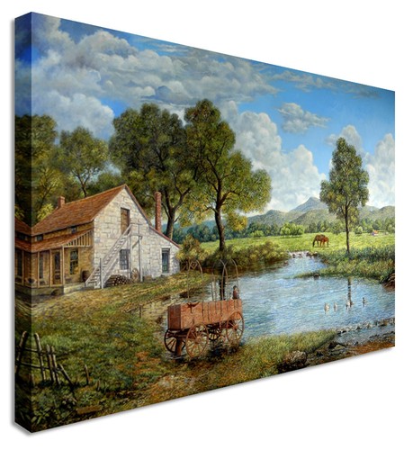 Riproduzione dipinto olio lago - riproduzione,