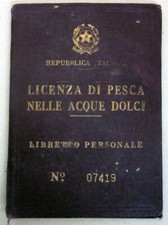 Licenza di pesca nelle acque dolci Repubblica Italiana 1952 Cremona