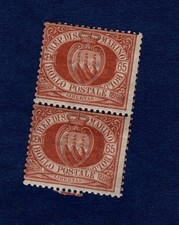 SAN MARINO 1892/94  COPPIA 65 CENTESIMI STEMMA MNH**