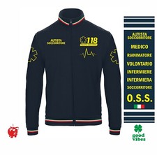 Felpa Tricolore AMBULANZA SOCCORRITORE NUMERO di EMERGENZA PERSONALIZZATA
