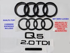 Kit Stemma Logo Anelli Audi Q5 SQ5 Ant + Post + 3.0 TDI + QUATTRO LOGHI DAL "21