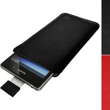 Nero Custodia Case Cover Pouch Pelle per Sony Xperia Z1 C6903 & Z2 D6502 D6503