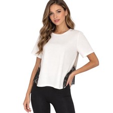 T-shirt ZARA bianca pizzo orlo
