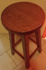 Sgabello artigianale tondo legno massello di castagno h 77 bar casa pub cucina