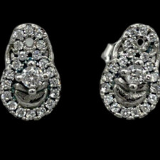 ORECCHINI COCCINELLE ARGENTO 925 RAGAZZA DONNA A BOTTONE CON PUNTILUCE BRILLANTI