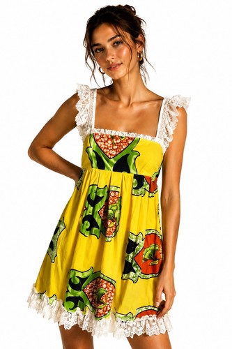 Abito babydoll pizzo - , stampa