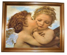 ANGELI Stampa su tela eff. dipinto con Cornice in legno in oro  Spess. cm 4,5 