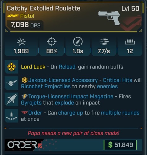 Borderlands pistola da - 4⭐pistola,