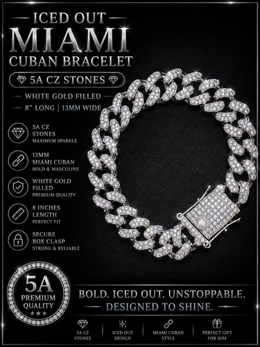 Bracciale cubano miami iced - bracciale,