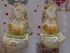 Coppia Acquasantiere In Gesso