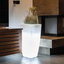 VASO RESINA ALTO MODERNO QUADRATO GIARDINO VASI MADE IN ITALY LUCE LED LUMINOSO