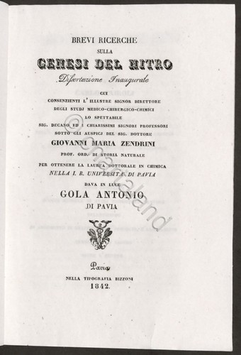 Brevi ricerche sulla - , genesi