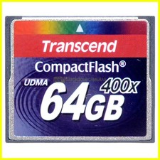 Scheda compact flash Transcend UDMA 64Gb 400x. CF 64 Gigabyte. Memory Card