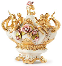 Soprammobile Centrotavola Capodimonte con fiori Zuppiera Soprammobili con oro 