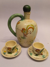 Brocchetta Con Tazzine Ceramica  Casa Dell'Arte Albisola Deruta Gallo Craquelé