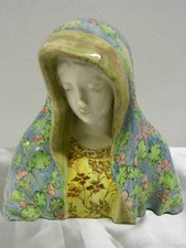 🇫🇷 ANGELO MINGHETTI BUSTE DE MADONE SAINTE VIERGE STATUE FAÏENCE POLYCHROME