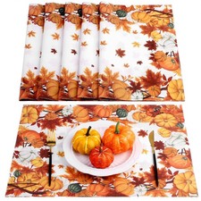 6 Pieces Fall Autumn Placemats 18 x 13 Inch Thanksgiving Placemats Table Mats...