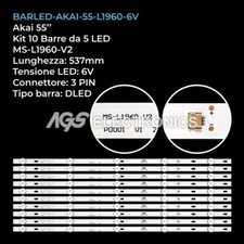 KIT 10 BARRE STRIP 5 LED 6V TV