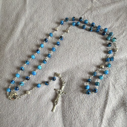 Rosario grani blu marmorizzati