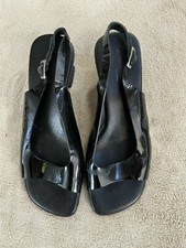 SANDALI NERI IN VERNICE VINTAGE ANNI '90 GIANCARLO PORTA MADE IN ITALY MIS 38,5